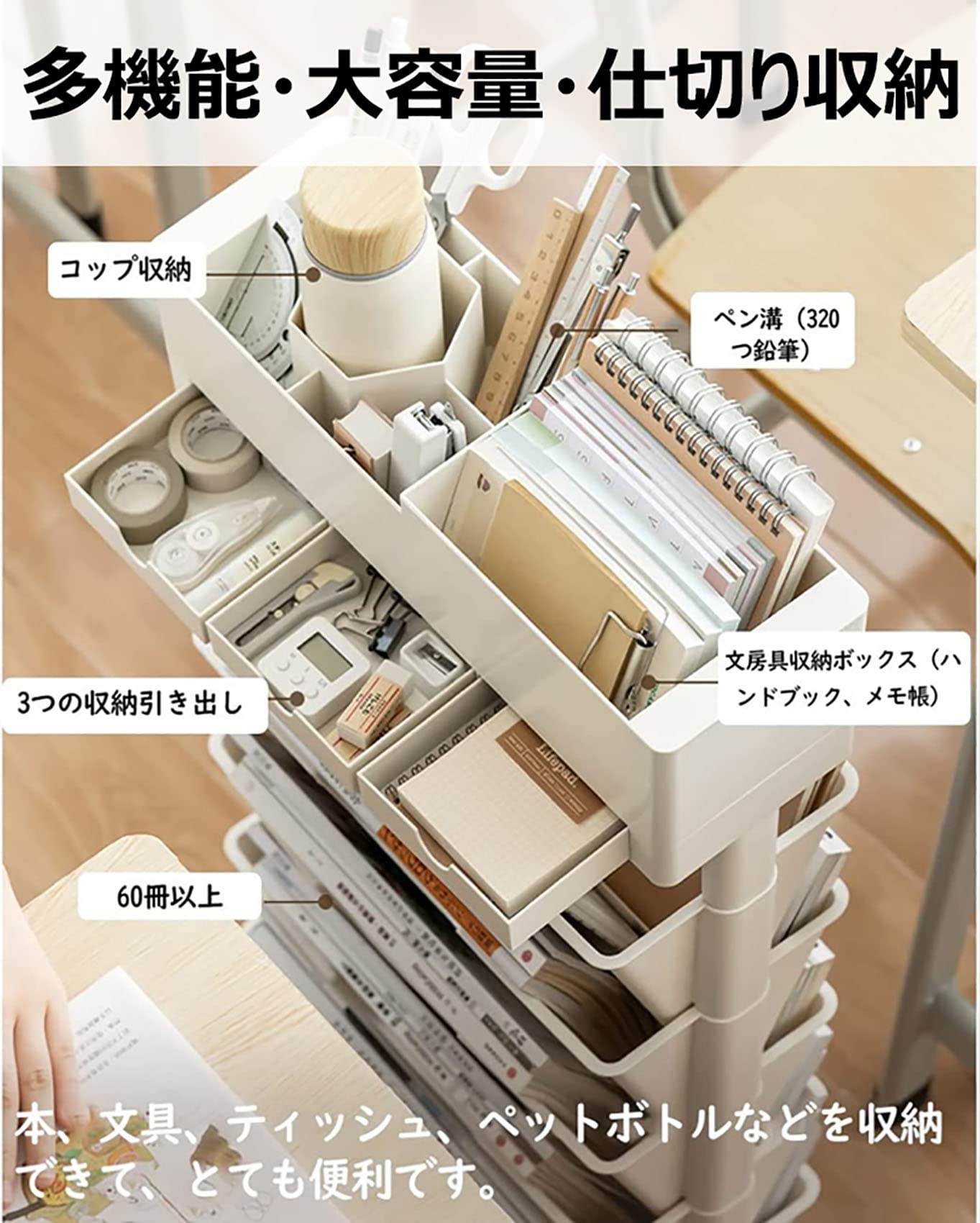 Amazon.co.jp: 本棚 教科書 収納 大容量 五段 キャスター付き 書類棚